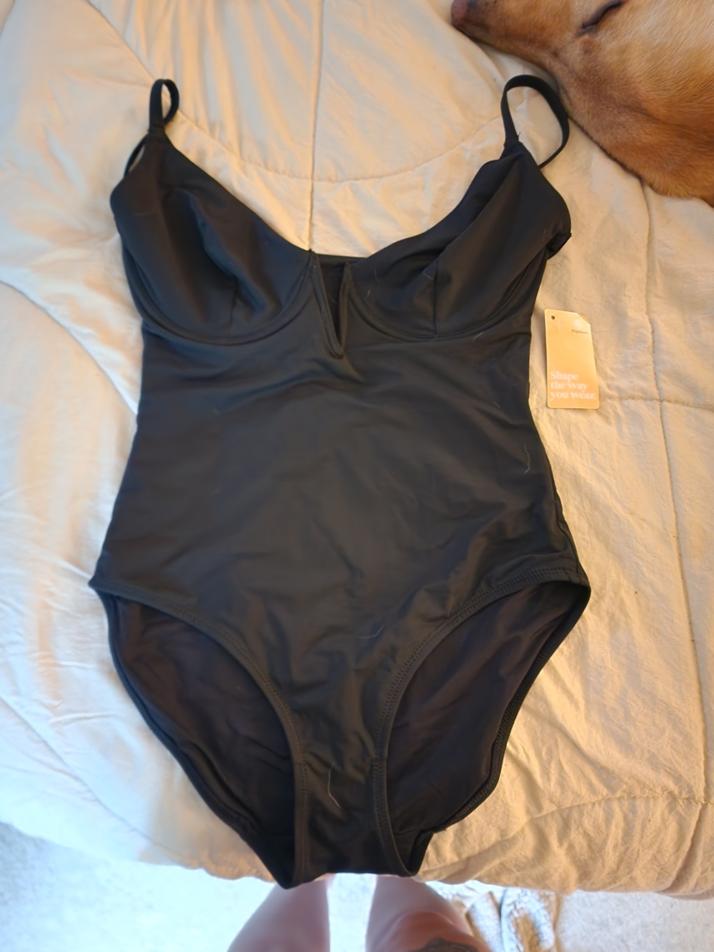 Popilush Black One-Piece Underwire Swimsuit